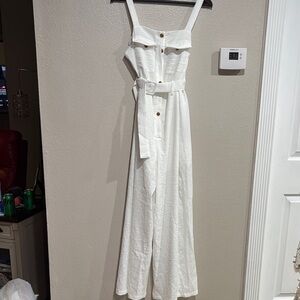 SHEIN White Strapless Belted Dress